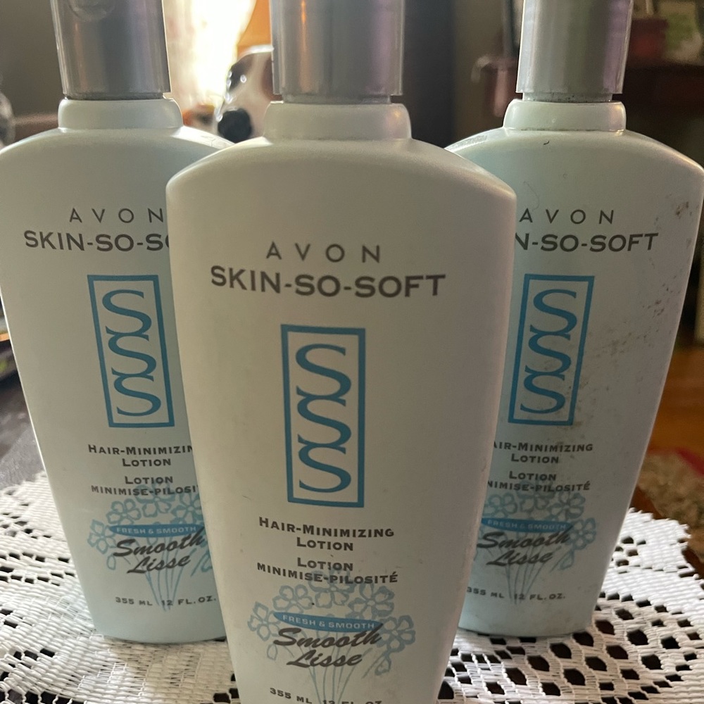 Avon lot of 3 Skin So Soft 12 Oz hair minimizing lotion.